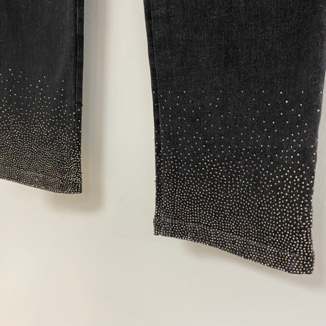 Soft Surroundings Size S-4 Women's Black Beaded Pull On Jeans
