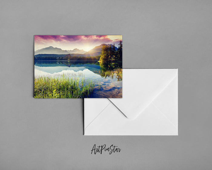 Strbske Pleso Lake in National Park High Tatra Slovakia, Europe Landscape Custom Greeting Cards