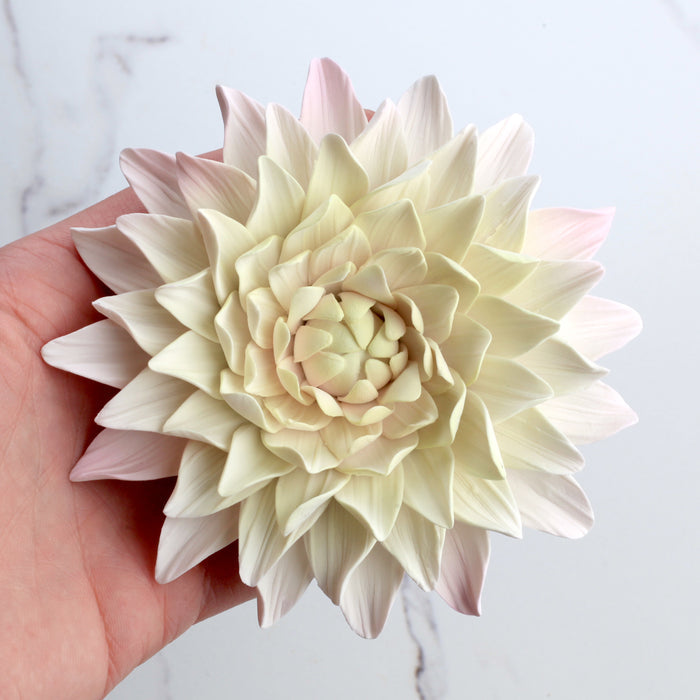 Gumpaste Dahlia Sugarflowers are perfect for cake decorating fondant wedding cakes & cupcakes. Handmade cake toppers from gumpaste/fondant. Wholesale sugarflower. Caljava Bakery Supplies