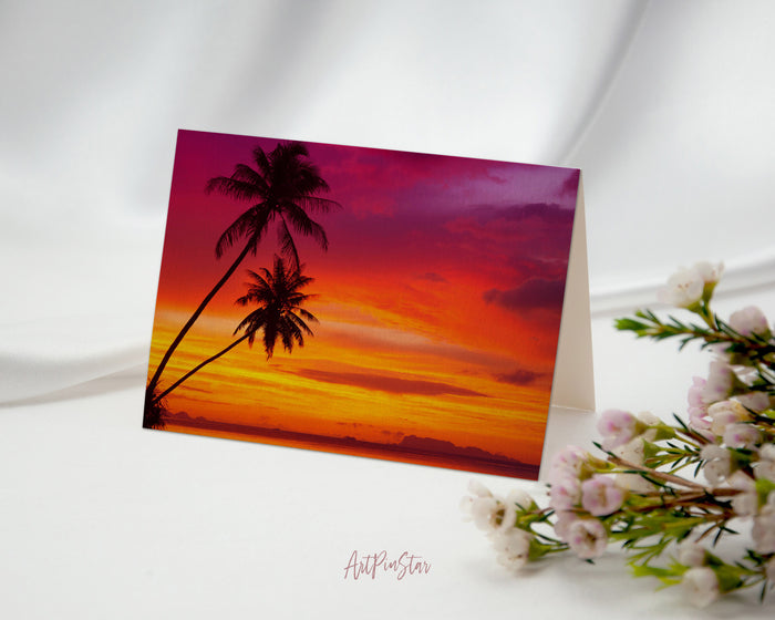 Sunset Beach Landscape Custom Greeting Cards