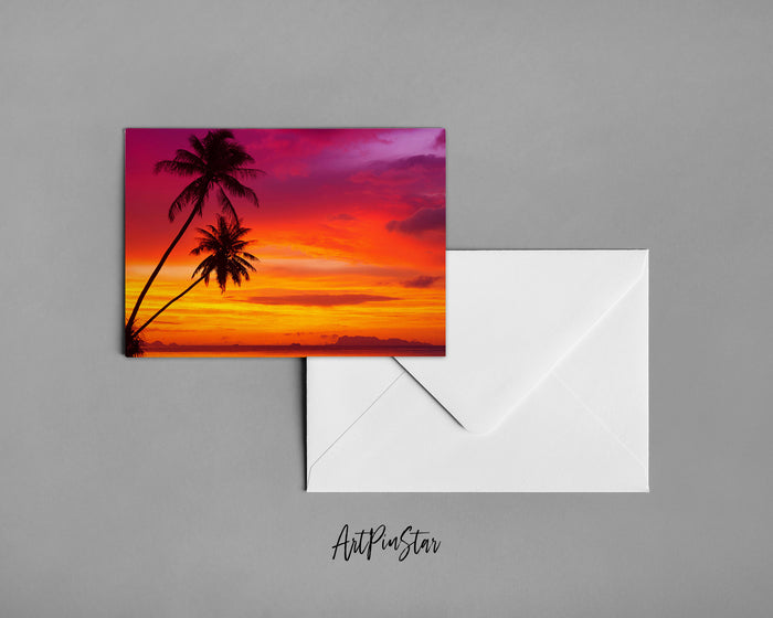 Sunset Beach Landscape Custom Greeting Cards