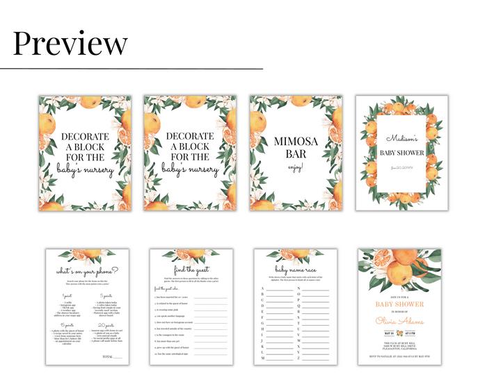 The Citrus Floral Baby Shower Bundle