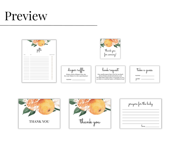The Citrus Floral Baby Shower Bundle
