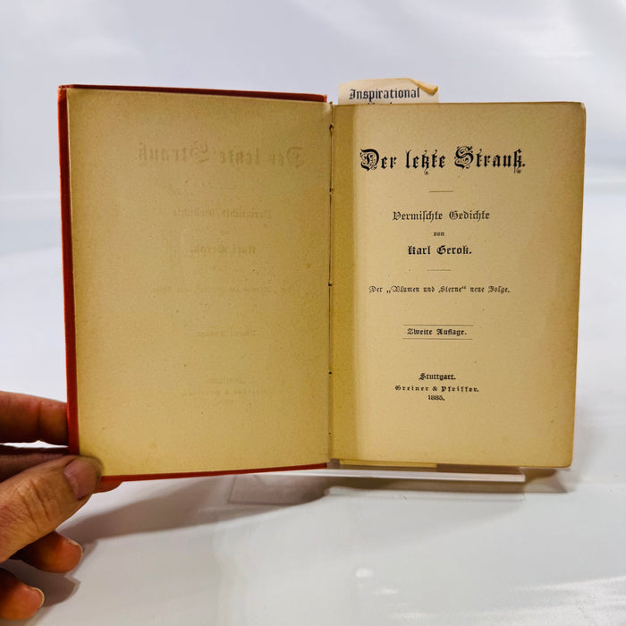 The Last Bouquet: Mixed Poems by Karl Gerok (2nd Edition, 1885) – Ornate German Hardcover,