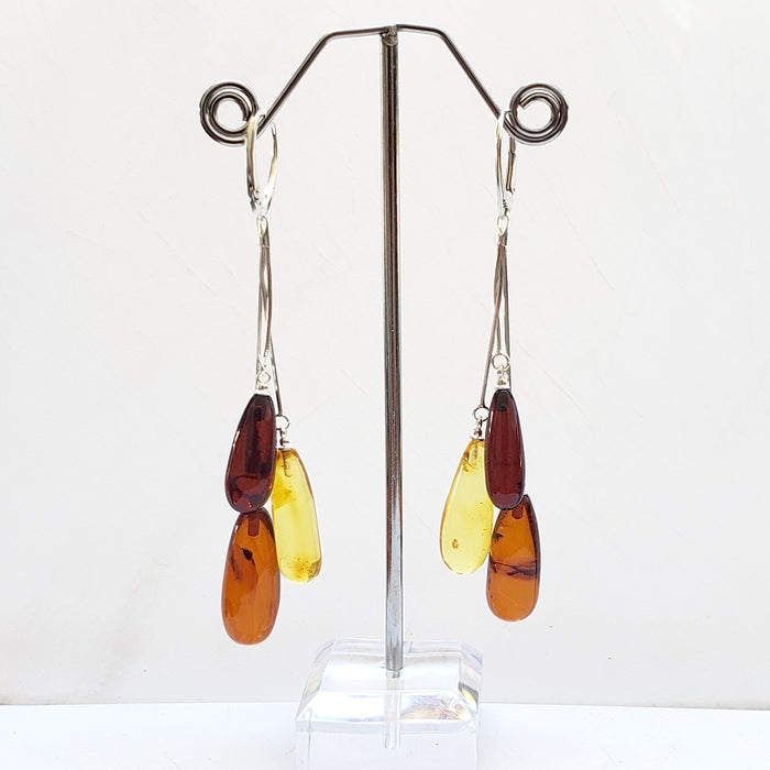 Long elegant silver earrings