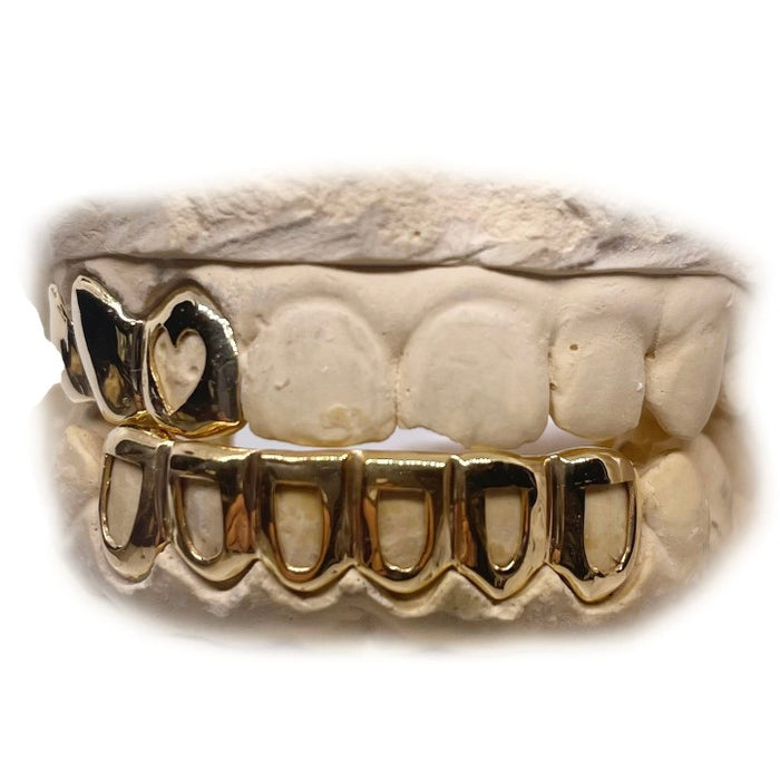 Top Grillz 3pc with Heart Window & Bottom Grillz Custom Set