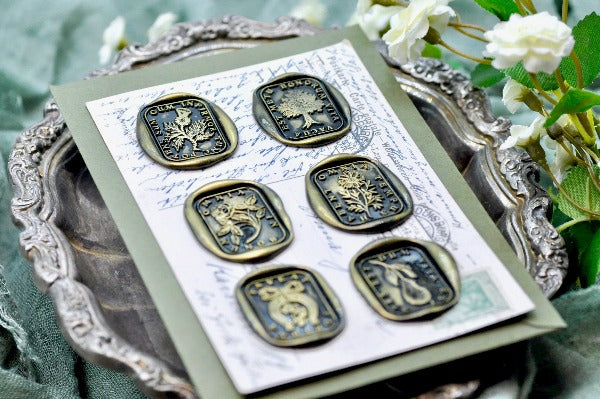 Tree Latin Motto Wax Seal Stamp - Backtozero B20 - antique, Botanical, fear, free, good life, latin, latin motto, Message, Retro, rounded rectangle, Signature, signaturehandle, Tree