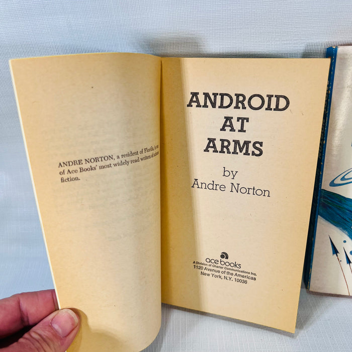 Two Andre Norton Paperback Books Moon of Three Rings 1966 Android at Arms 1973 Ace Books Inc