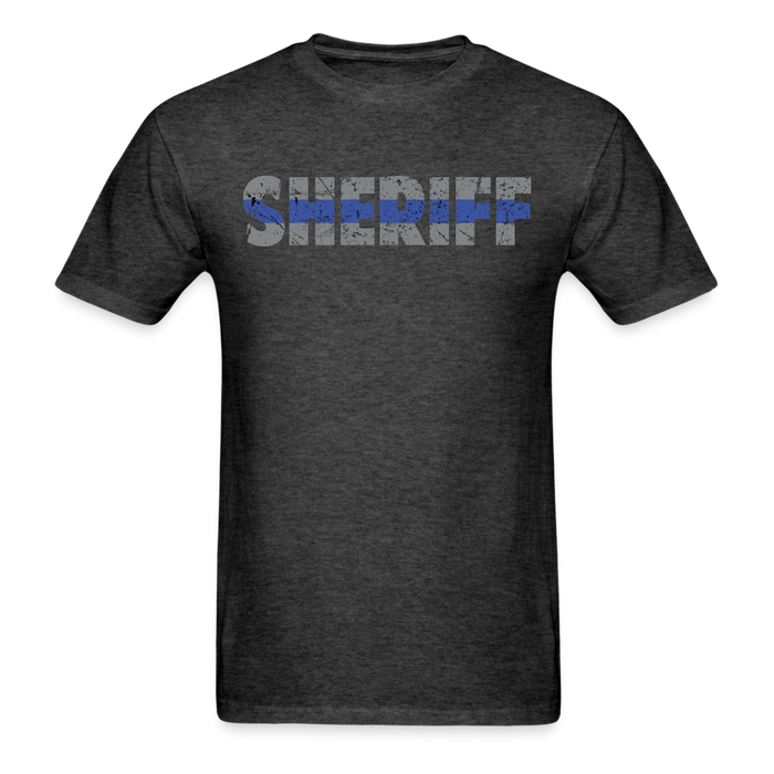 Unisex Classic T-Shirt - Sheriff Blue Line (Front & Back) - heather black