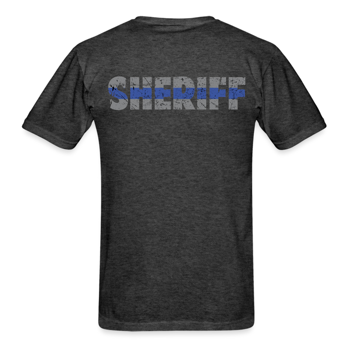 Unisex Classic T-Shirt - Sheriff Blue Line (Front & Back) - heather black