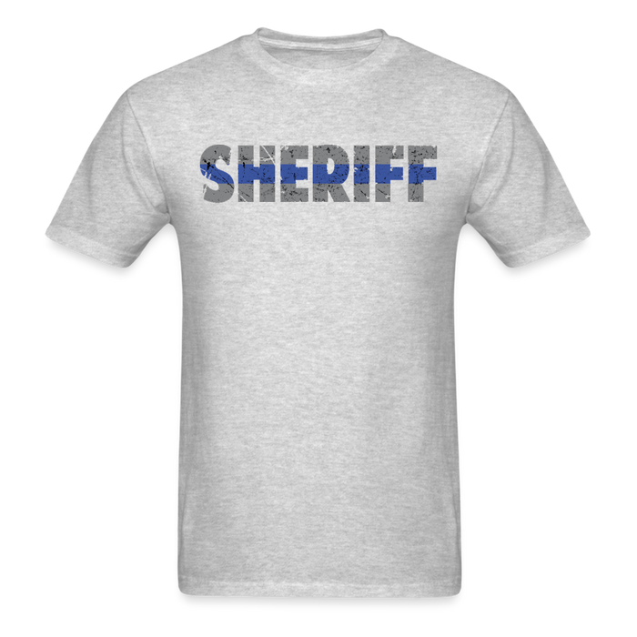 Unisex Classic T-Shirt - Sheriff Blue Line (Front & Back) - heather gray