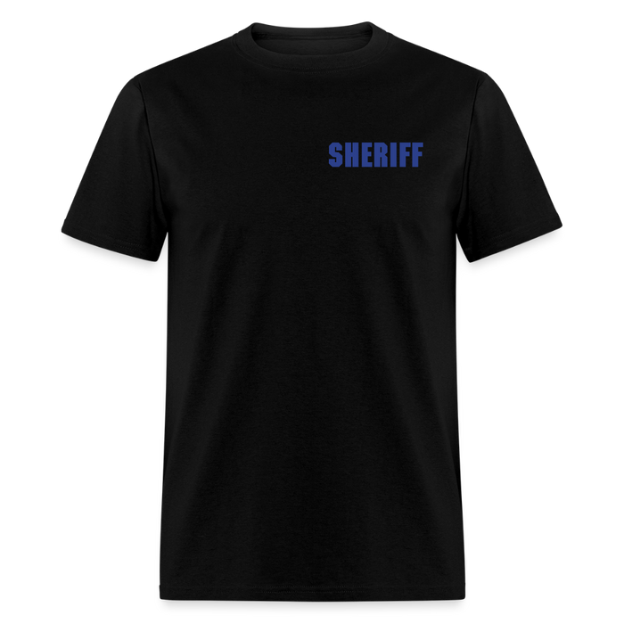 Unisex Classic T-Shirt - Sheriff Blue Line Vertical Flag Fr and Bk - black