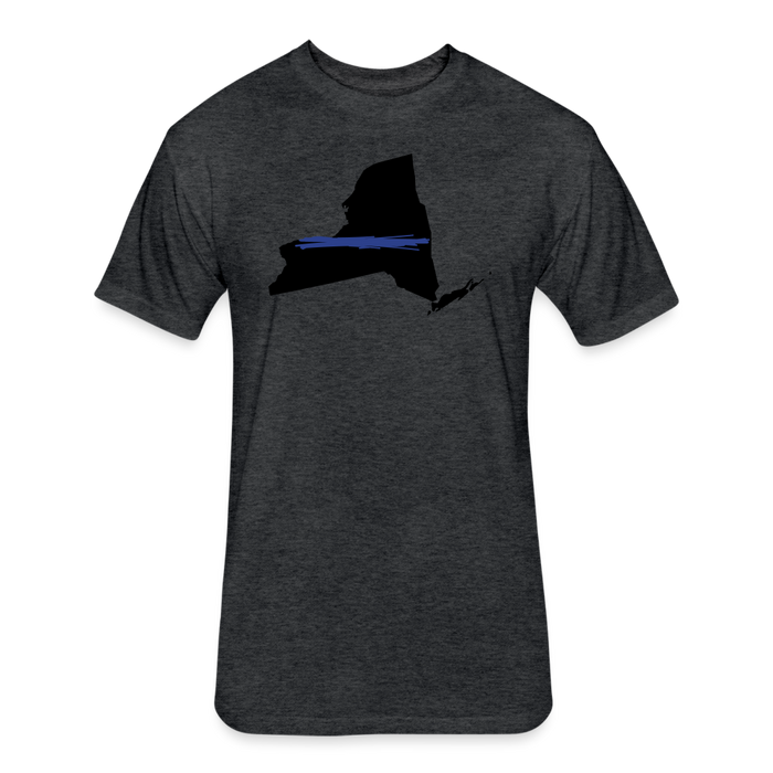 Unisex Poly/Cotton T-Shirt by Next Level - New York Thin Blue Line - heather black