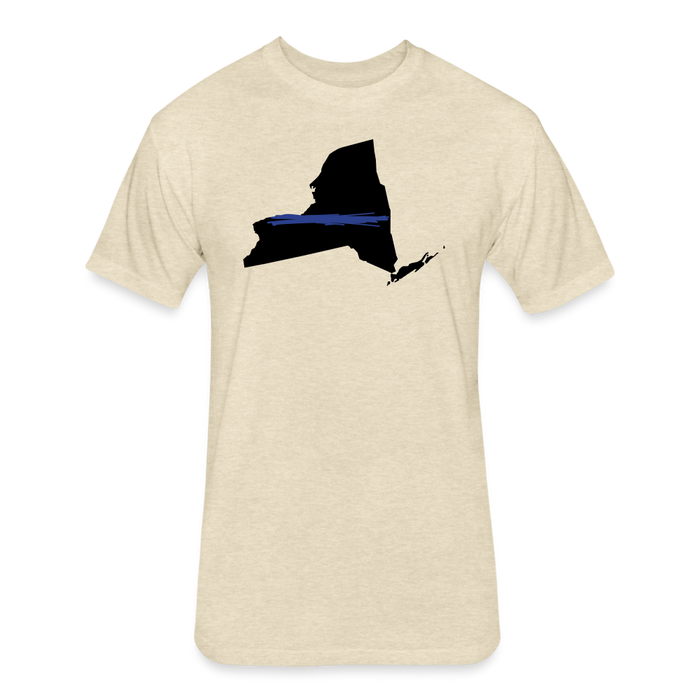 Unisex Poly/Cotton T-Shirt by Next Level - New York Thin Blue Line - heather cream