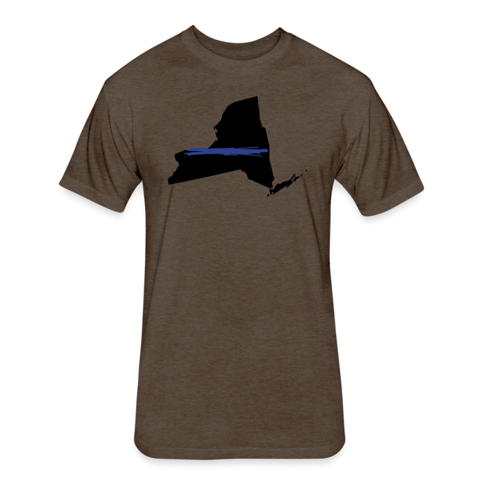 Unisex Poly/Cotton T-Shirt by Next Level - New York Thin Blue Line - heather espresso