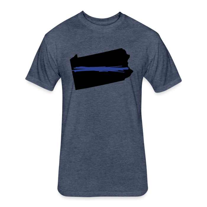 Unisex Poly.Cotton T-Shirt by Next Level - PA Thin Blue Line - heather navy