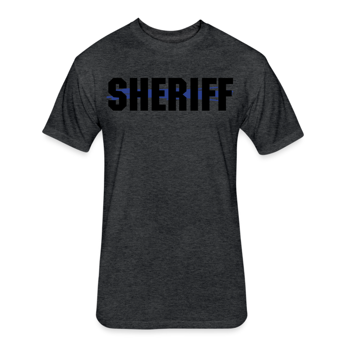 Unisex Poly/Cotton T-Shirt by Next Level - Sheriff Blue Line - heather black