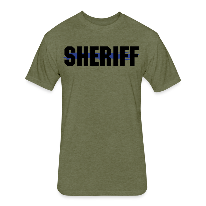 Unisex Poly/Cotton T-Shirt by Next Level - Sheriff Blue Line - heather military green