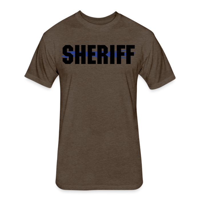 Unisex Poly/Cotton T-Shirt by Next Level - Sheriff Blue Line - heather espresso