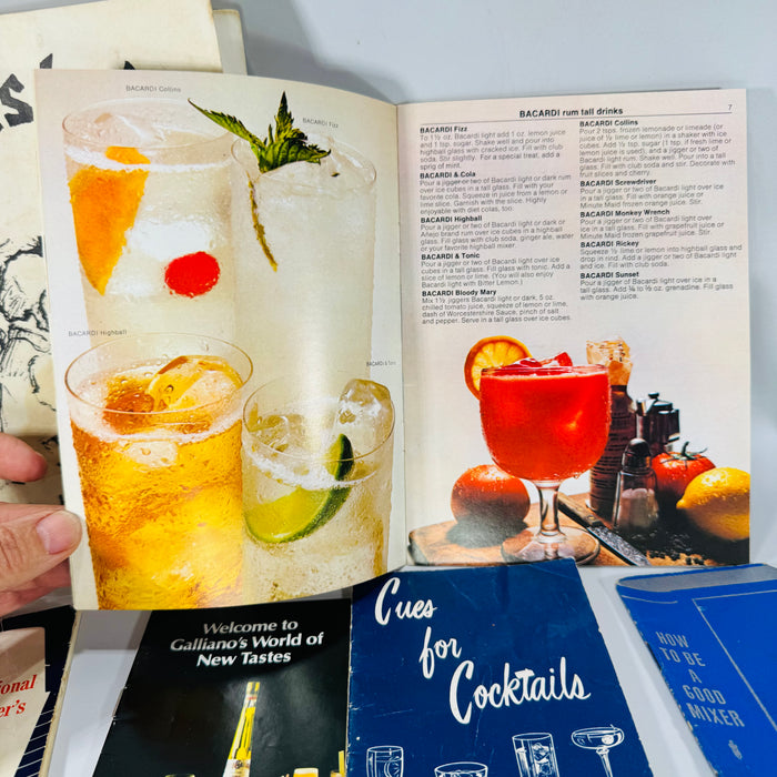 Vintage Cocktail Booklet Bundle+ Rathskeller Bar Song Book (Bacardi • Schenley • American Distilling • Hiram Walker • Galliano | 1950s Ephemera)