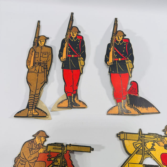 Vintage Paper Toy Soldier Figures Die Cut Military Display Set