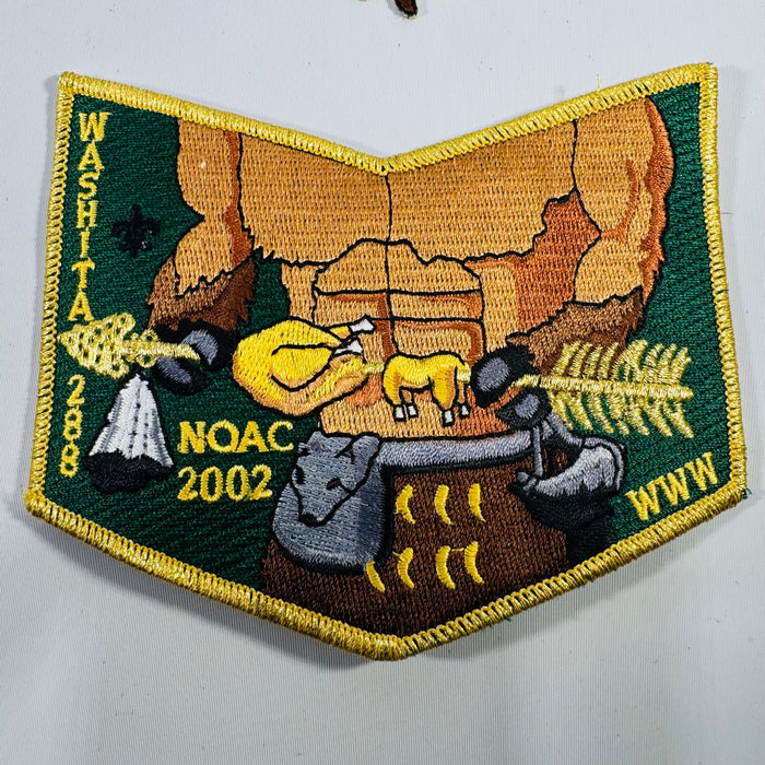 Washita Lodge 288 OA Patch Set – NOAC 2002 (WWV) Buffalo Dangle + Lodge Flap (2-Piece)