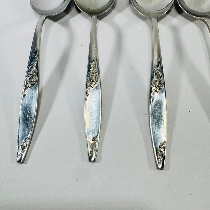 West Bend Twilight Rose Oval Soup Spoons Set of 6 Stainless