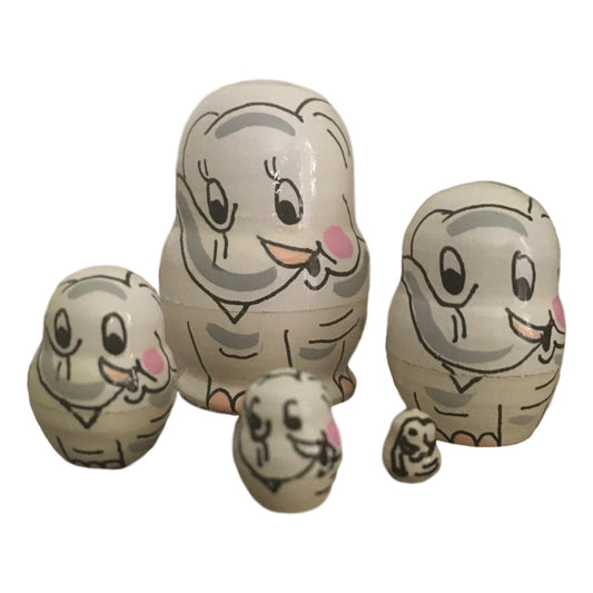 White elephant nesting dolls