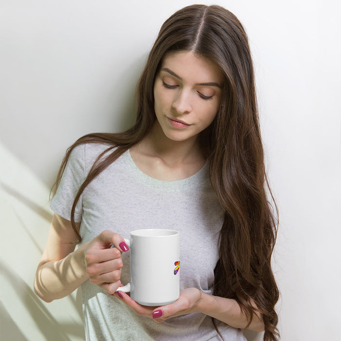White glossy mug butterfly