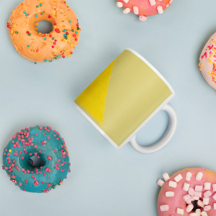 White glossy mug Pyramid Monster