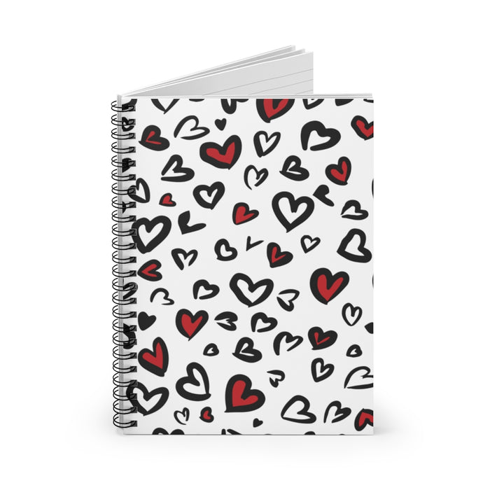 White Leopard Hearts Spiral Lined Notebook