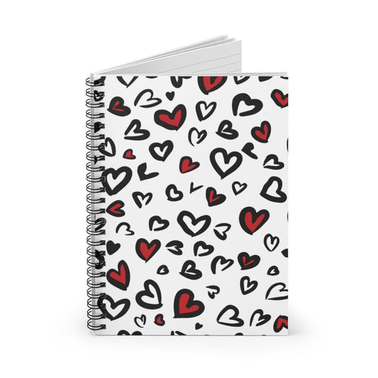 White Leopard Hearts Spiral Lined Notebook
