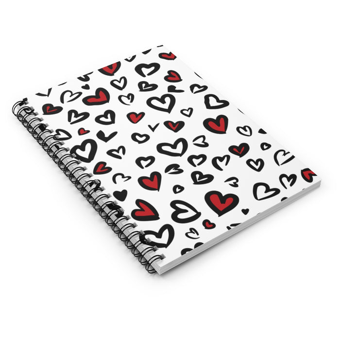 White Leopard Hearts Spiral Lined Notebook