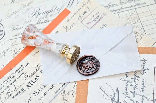 Winged Ox Latin Motto Wax Seal Stamp | S - Backtozero B20 - antique, Cow, dare, dream, latin, latin motto, Message, Retro, Signature, signaturehandle, wings