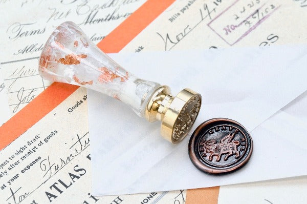 Winged Ox Latin Motto Wax Seal Stamp | S - Backtozero B20 - antique, Cow, dare, dream, latin, latin motto, Message, Retro, Signature, signaturehandle, wings