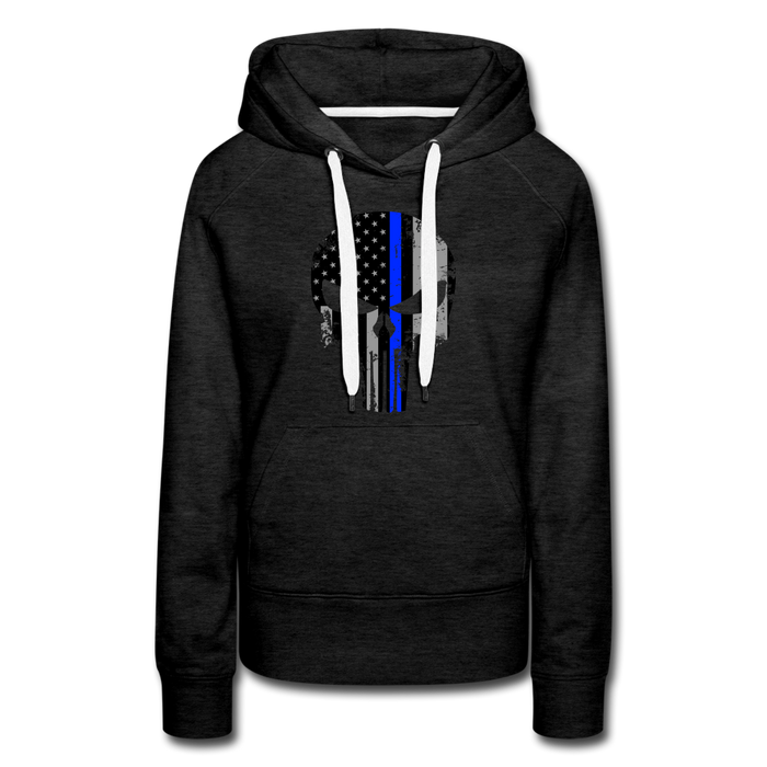 Women’s Premium Hoodie  - Punisher Blue Line - charcoal grey