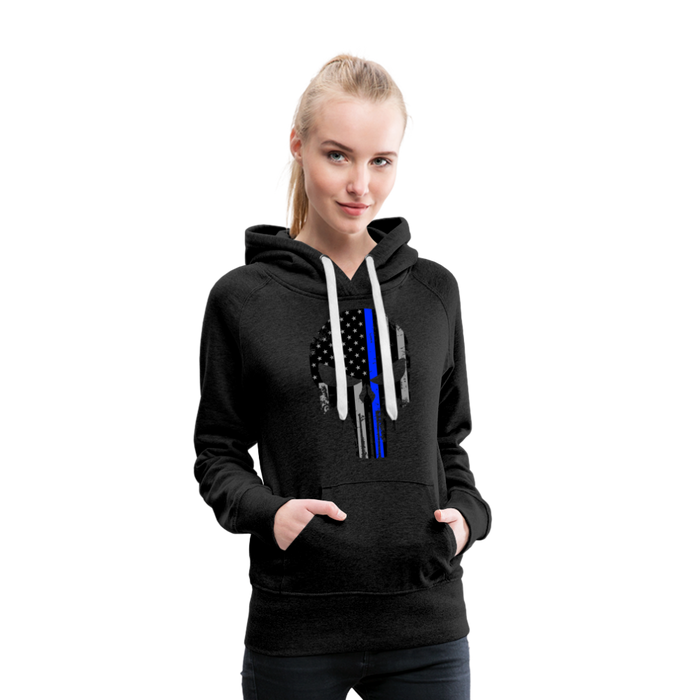 Women’s Premium Hoodie  - Punisher Blue Line - charcoal grey