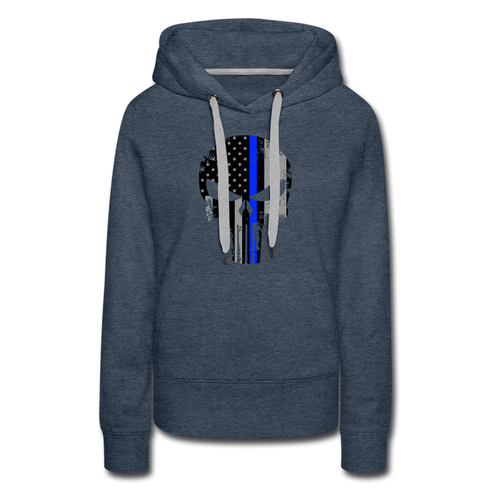 Women’s Premium Hoodie  - Punisher Blue Line - heather denim
