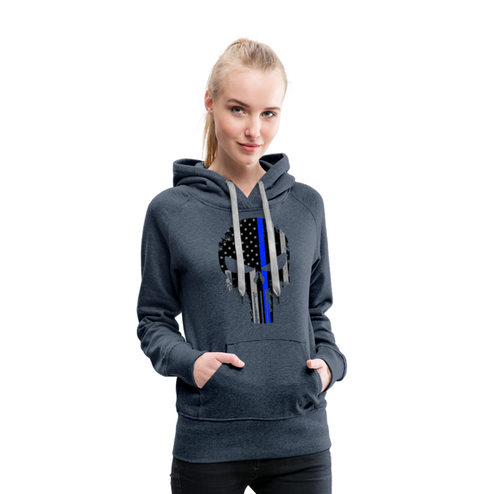 Women’s Premium Hoodie  - Punisher Blue Line - heather denim