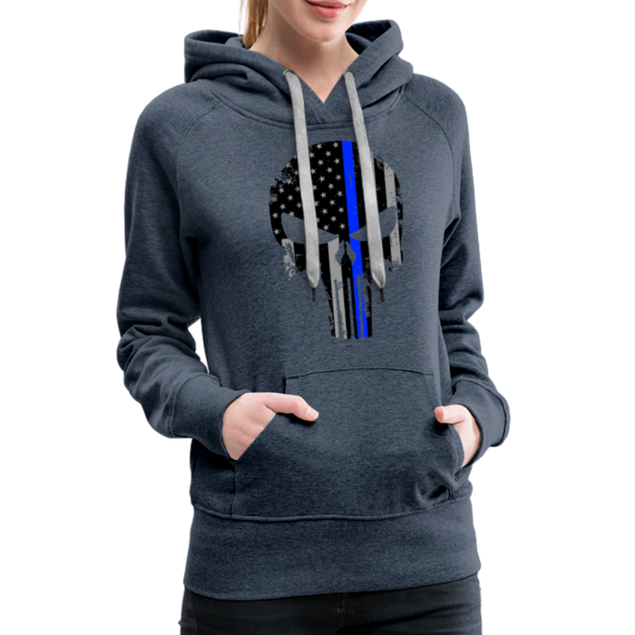 Women’s Premium Hoodie  - Punisher Blue Line - heather denim