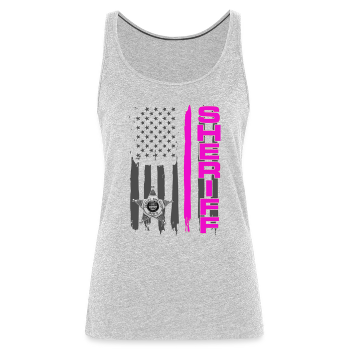 Women’s Premium Tank Top - Ohio Sheriff Vertical Pink - heather gray