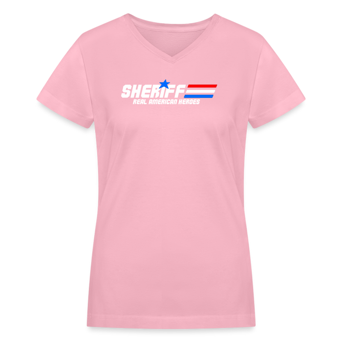 Women's V-Neck T-Shirt - Sheriff "Real American Heroes" - pink