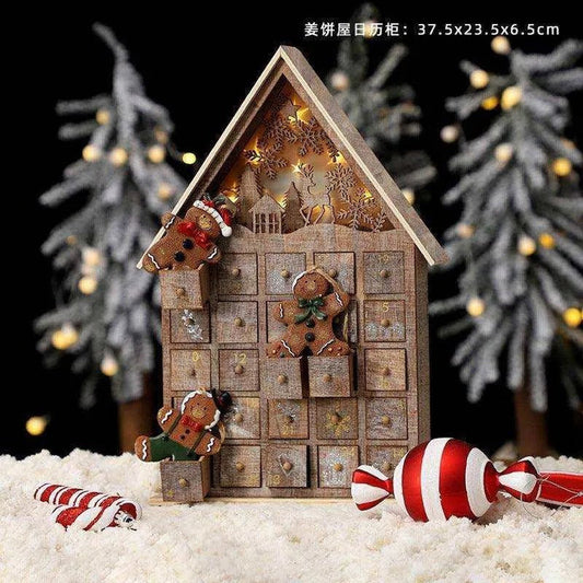 Wooden Christmas Calendar Decoration for Festive Countdown - Red and Green - 37x32x6cm - DiyCraftsProject