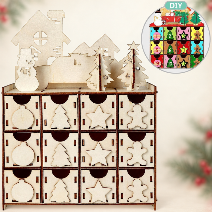 Wooden Christmas Tree Box - DIY Advent Calendar Storage