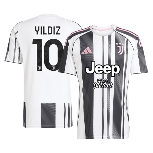 YILDIZ #10 Juventus Jeep x Visit Detroit Sponsor Home Soccer Jersey 2025/26 Black&White